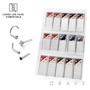 ASSORTED STAINLESS STEEL NOSE RING PACKAGE INSERT PANEL